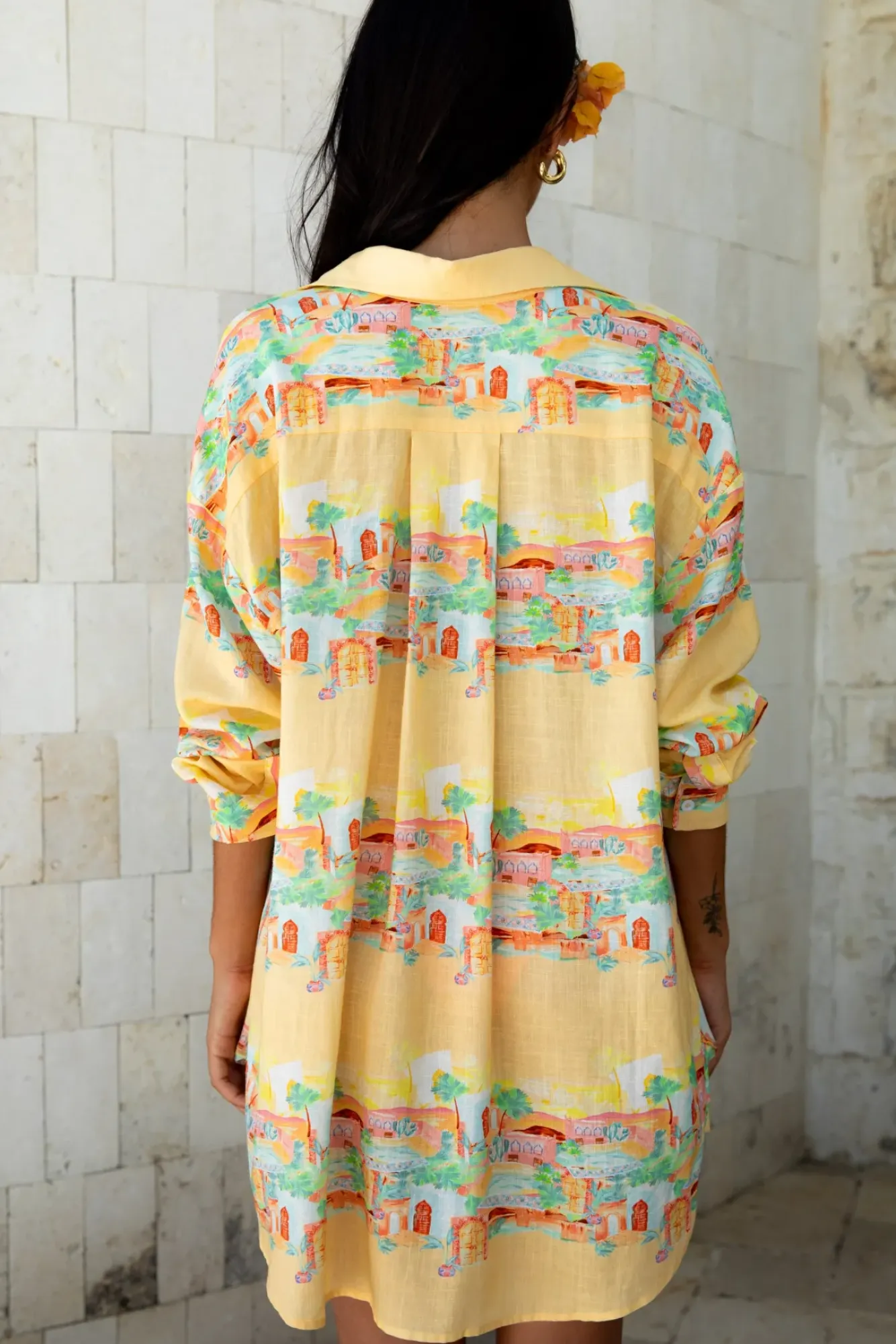 Cover-Ups|Shirts>Fortunate One Venice Shirt Casablanca Print