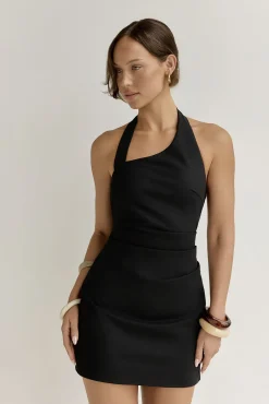 Brunch Dresses|Casual Dresses>Hello Molly Forward Thinking Halter Mini Dress Black