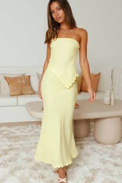 Cropped|Strapless>Hello Molly Found You Asymmetrical Top Yellow