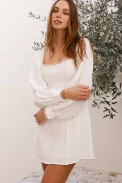 Vacation Dresses|Spring Break Dresses>Hello Molly Francesca Linen Mini Dress White