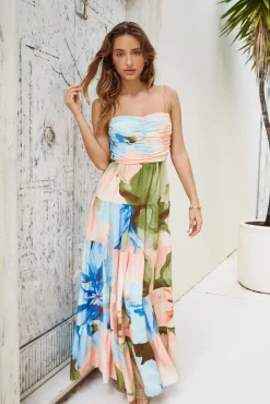Vacation Dresses|Brunch Dresses>Hello Molly Frangipani Tree Maxi Dress Multi