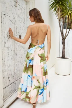 Vacation Dresses|Brunch Dresses>Hello Molly Frangipani Tree Maxi Dress Multi