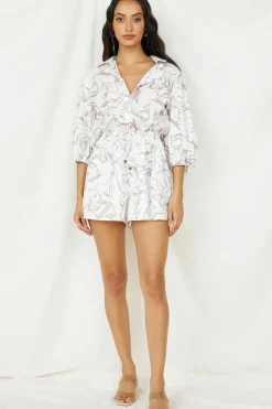 Rompers>Hello Molly Free As A Bird Romper Beige