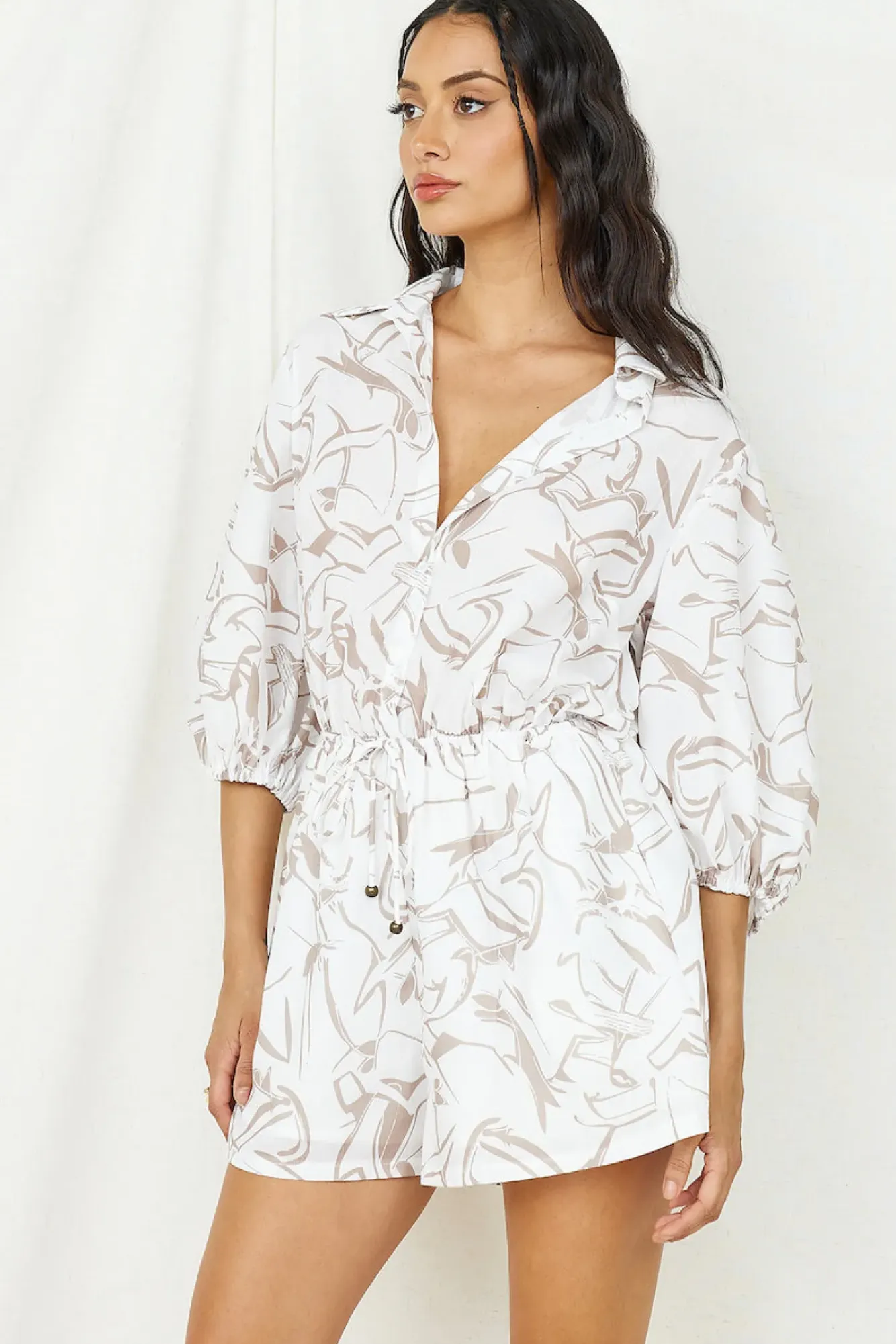 Rompers>Hello Molly Free As A Bird Romper Beige