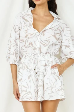 Rompers>Hello Molly Free As A Bird Romper Beige