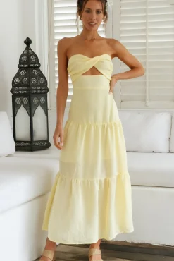 Vacation Dresses|Spring Break Dresses>Hello Molly Free Falling Maxi Dress Yellow