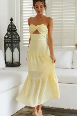 Vacation Dresses|Spring Break Dresses>Hello Molly Free Falling Maxi Dress Yellow