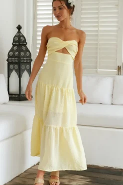 Vacation Dresses|Spring Break Dresses>Hello Molly Free Falling Maxi Dress Yellow