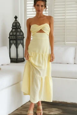 Vacation Dresses|Spring Break Dresses>Hello Molly Free Falling Maxi Dress Yellow