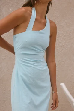 Cocktail Dresses|Vacation Dresses>Hello Molly Free Spirited Halter Maxi Dress Blue