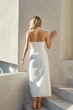 Cocktail Dresses|Date Night Dresses>Hello Molly Free Spirited Halter Maxi Dress White