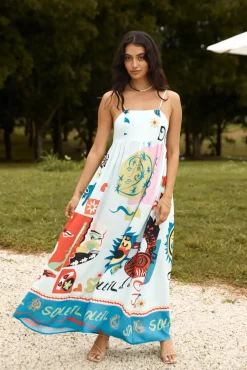 Vacation Dresses|Spring Break Dresses>Hello Molly French Sunrise Maxi Dress Blue