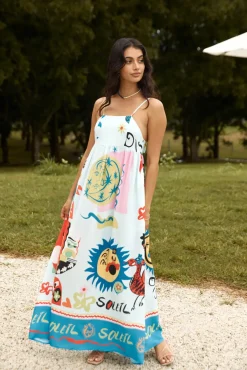 Vacation Dresses|Spring Break Dresses>Hello Molly French Sunrise Maxi Dress Blue