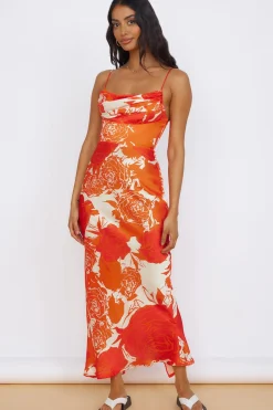 Cocktail Dresses|Summer Dresses>Hello Molly Fresh Blossom Maxi Dress Orange