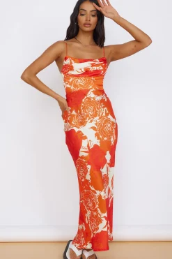 Cocktail Dresses|Summer Dresses>Hello Molly Fresh Blossom Maxi Dress Orange