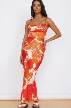 Cocktail Dresses|Summer Dresses>Hello Molly Fresh Blossom Maxi Dress Orange