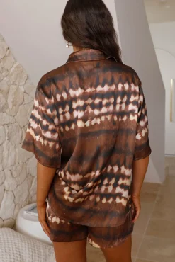 Cropped|Two-Piece Shorts Set>Hello Molly Friday Nights Set Brown