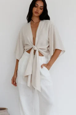 Cropped>Hello Molly From Your Core Top Beige