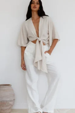 Cropped>Hello Molly From Your Core Top Beige