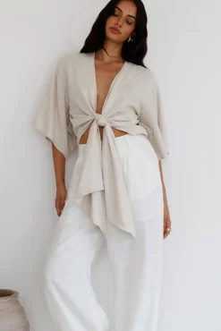Cropped>Hello Molly From Your Core Top Beige