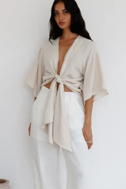 Cropped>Hello Molly From Your Core Top Beige
