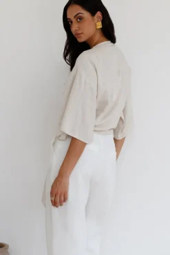 Cropped>Hello Molly From Your Core Top Beige