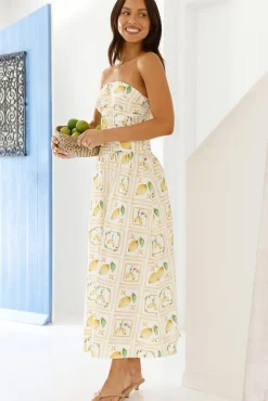 Cocktail Dresses|Spring Break Dresses>Hello Molly Fruitful Gardens Strapless Maxi Dress Yellow