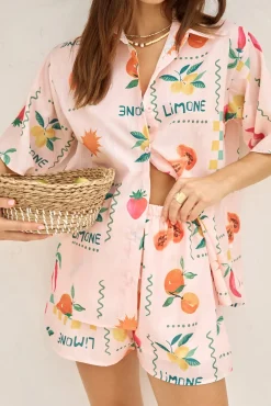 Two-Piece Shorts Set>Hello Molly Frutta Fresca Set Pink
