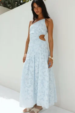 Wedding Guest Dresses|Cocktail Dresses>Hello Molly Fully Focused One Shoulder Maxi Dress Blue