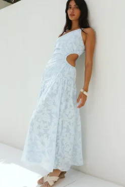 Wedding Guest Dresses|Cocktail Dresses>Hello Molly Fully Focused One Shoulder Maxi Dress Blue