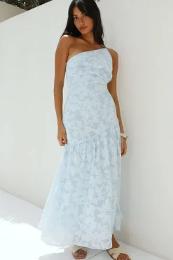 Wedding Guest Dresses|Cocktail Dresses>Hello Molly Fully Focused One Shoulder Maxi Dress Blue