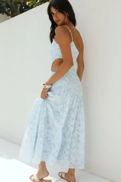 Wedding Guest Dresses|Cocktail Dresses>Hello Molly Fully Focused One Shoulder Maxi Dress Blue