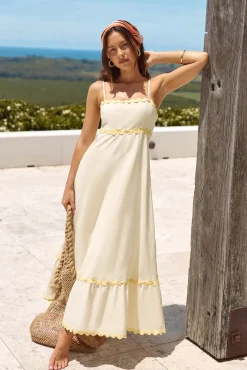 Vacation Dresses|Spring Break Dresses>Hello Molly Fully Invested Maxi Dress Yellow