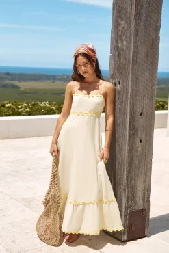 Vacation Dresses|Spring Break Dresses>Hello Molly Fully Invested Maxi Dress Yellow