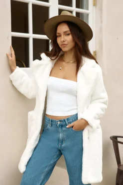 Coats>Hello Molly Fuzzy Feeling Coat White