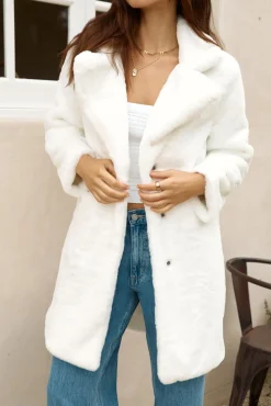 Coats>Hello Molly Fuzzy Feeling Coat White