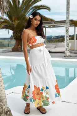 Cropped|Skirt And Top Sets>Hello Molly Garden Bed Crop Top White