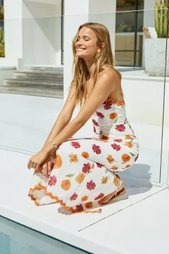 Spring Break Dresses|Brunch Dresses>Hello Molly Garden Girl Strapless Maxi Dress Orange