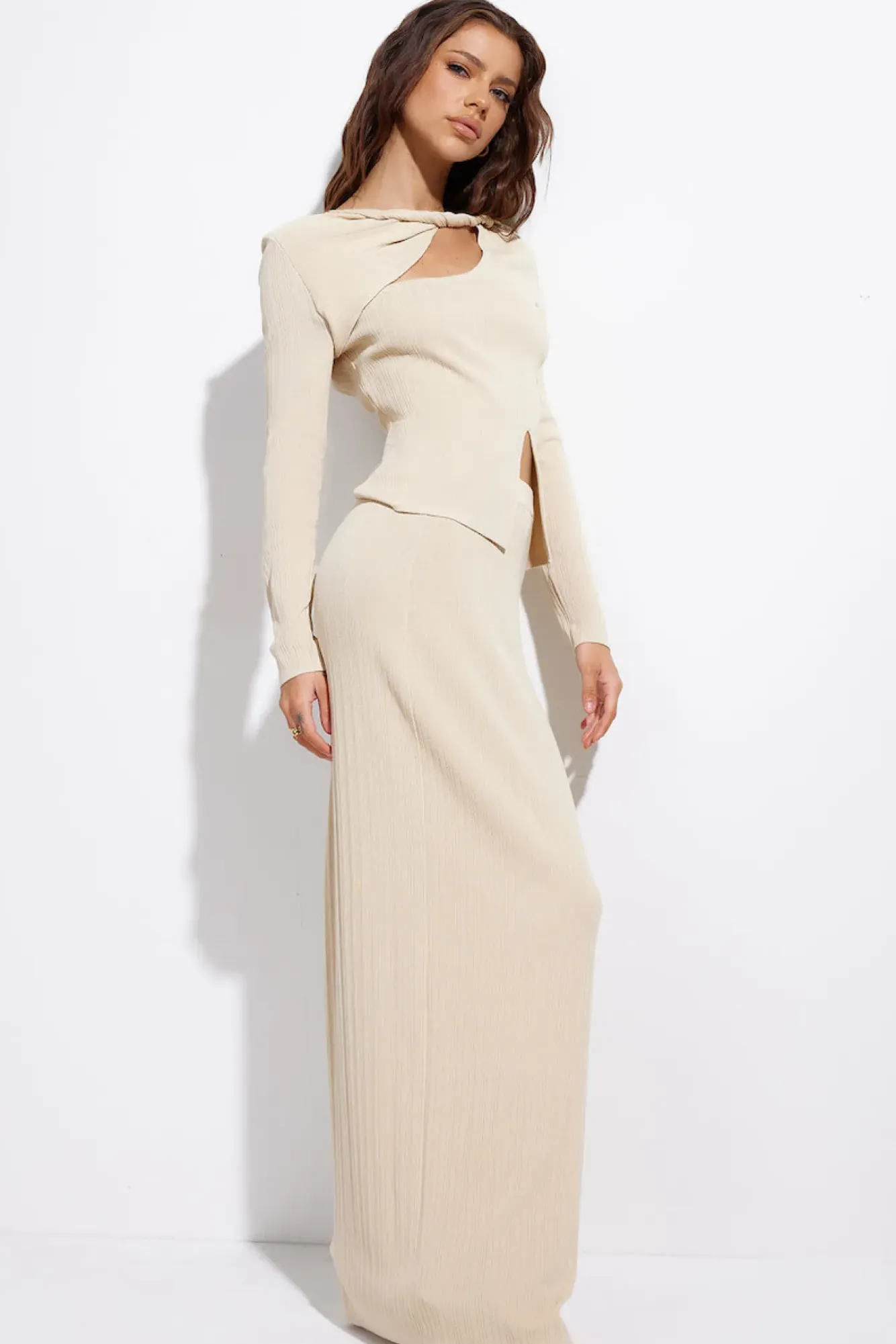 Skirts|Skirt And Top Sets>Hello Molly Garden of Eden Maxi Skirt Beige