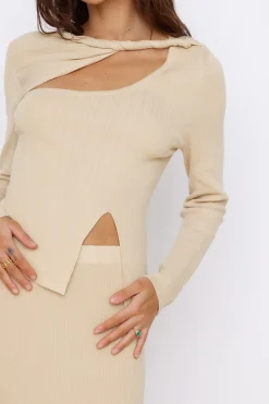 Long Sleeve|Cropped>Hello Molly Garden of Eden Top Beige