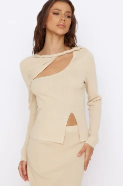 Long Sleeve|Cropped>Hello Molly Garden of Eden Top Beige