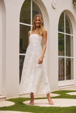 Cocktail Dresses|Date Night Dresses>Hello Molly Garden Romance Midi Dress White