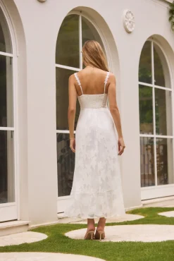 Cocktail Dresses|Date Night Dresses>Hello Molly Garden Romance Midi Dress White