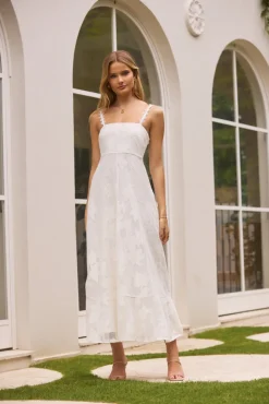 Cocktail Dresses|Date Night Dresses>Hello Molly Garden Romance Midi Dress White