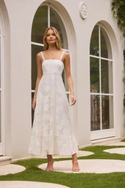 Cocktail Dresses|Date Night Dresses>Hello Molly Garden Romance Midi Dress White