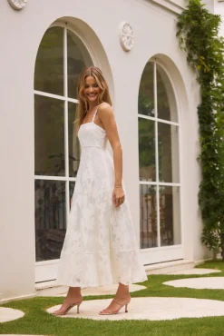 Cocktail Dresses|Date Night Dresses>Hello Molly Garden Romance Midi Dress White