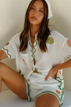 Two-Piece Shorts Set>Hello Molly Garden Summer Linen Set Green