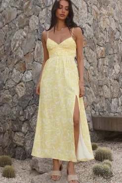 Spring Break Dresses|Brunch Dresses>Hello Molly Gelato Stand Maxi Dress Yellow