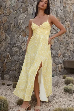 Spring Break Dresses|Brunch Dresses>Hello Molly Gelato Stand Maxi Dress Yellow