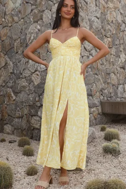 Spring Break Dresses|Brunch Dresses>Hello Molly Gelato Stand Maxi Dress Yellow